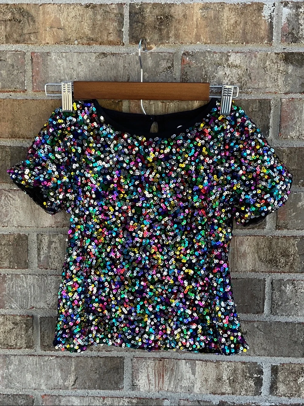 Take 50% OFF-Garanimals Black Sequin Short Sleeve Top Multicolor Sparkle, Size-7